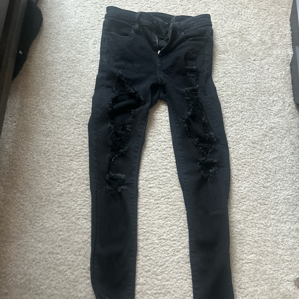 Stretchy Black Distressed Jeans